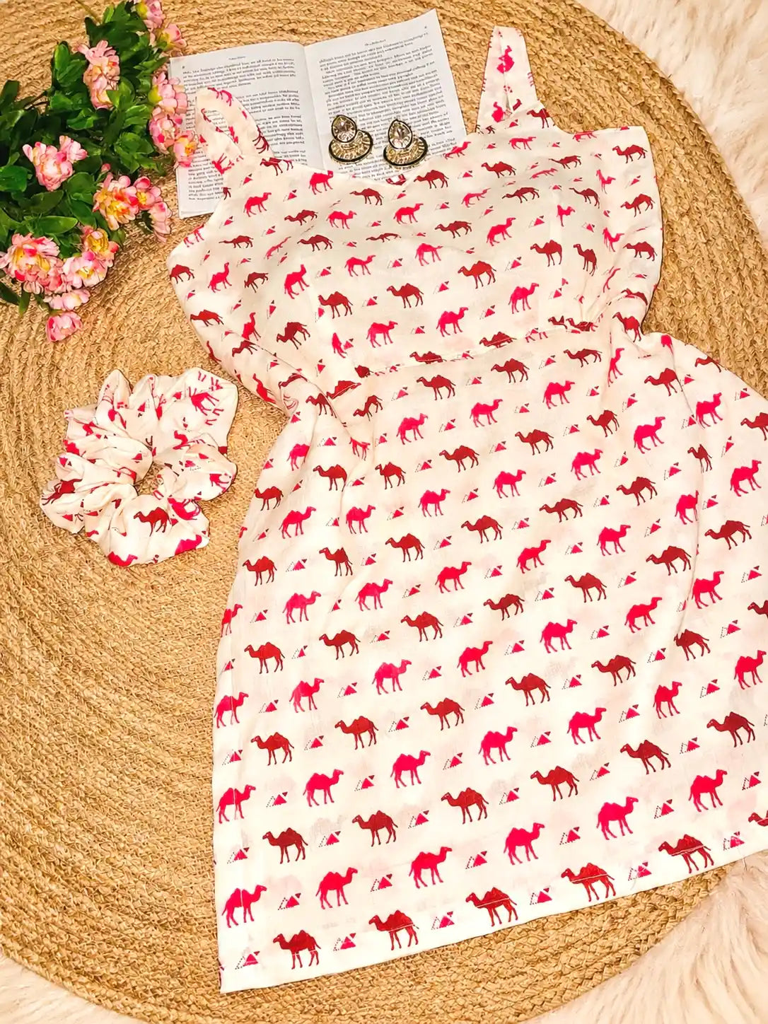 Pink Camel Handblock Short Kurta