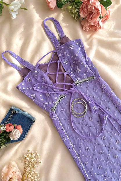 Dazzle Lilac Gulnaz Embroidered Kurta