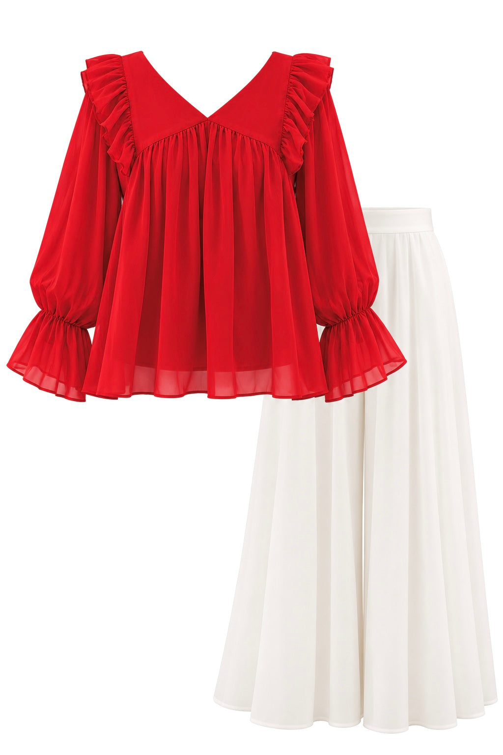 Romantic Red Ruffle Peplum Top