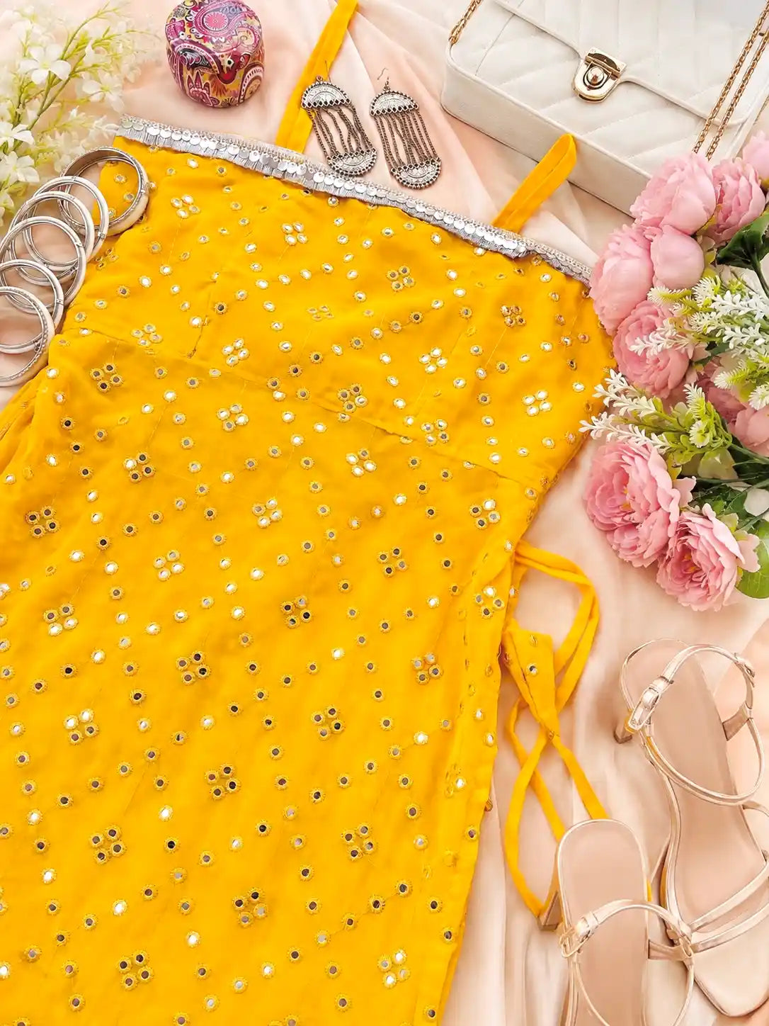 Charm Yellow Mirror Gulnaz Kurta
