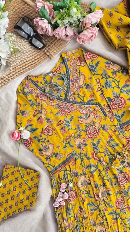 Mustard Angrakha Meher Suit Set