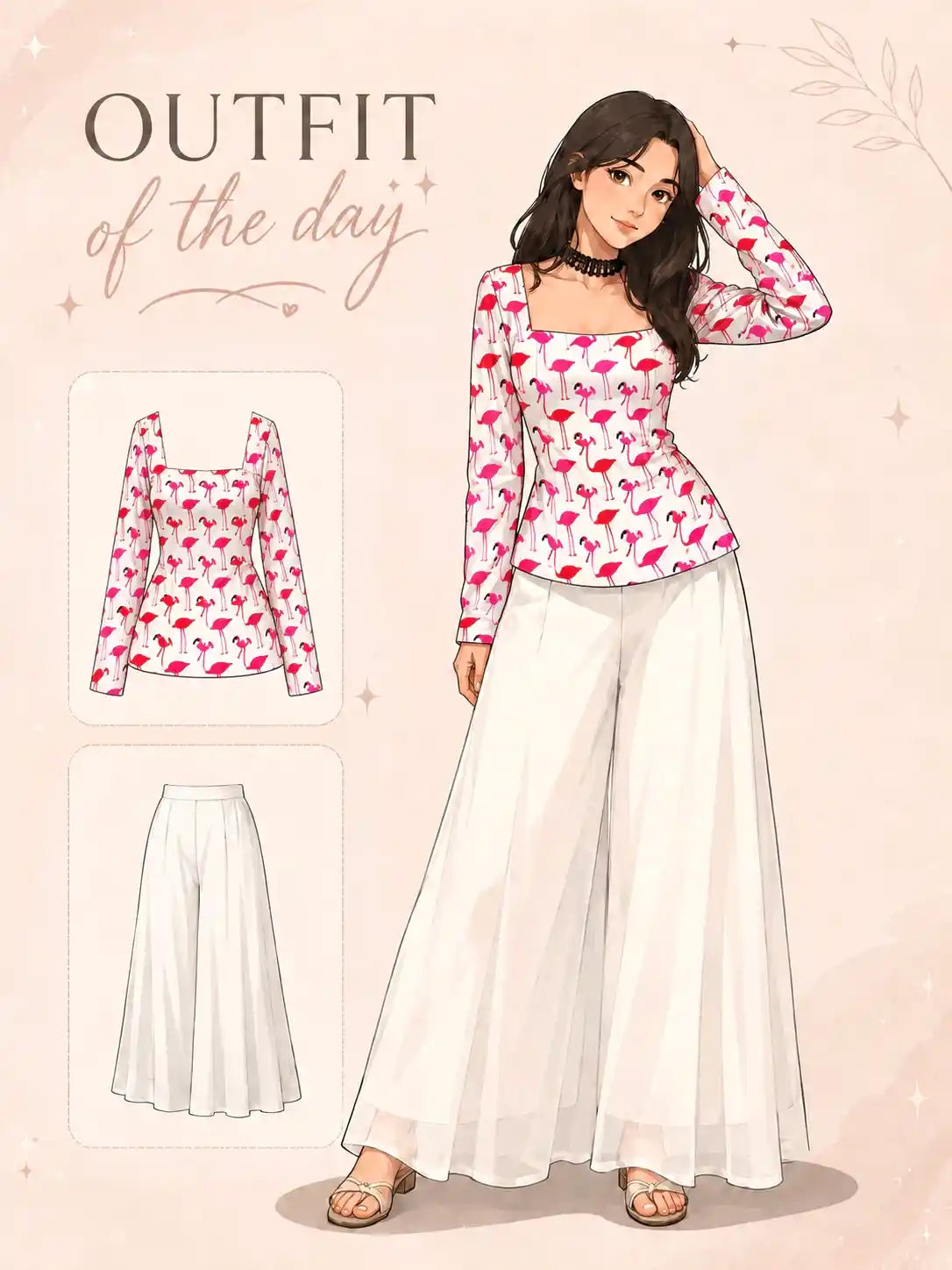 Pinteresty Pink Flamingo Print Peplum Top