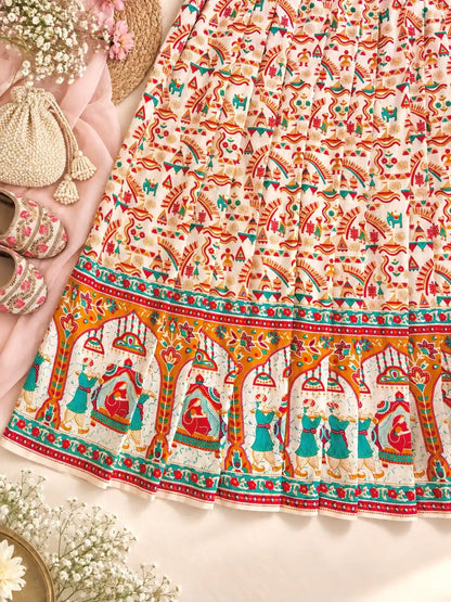 Jaipuri Heritage Print Flared Twirl Skirt