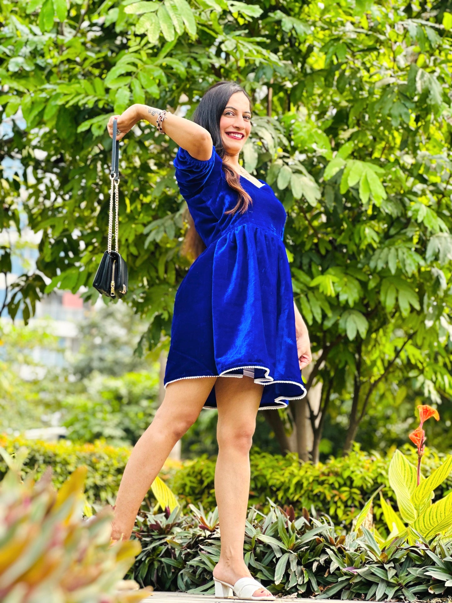 Royal Sapphire Velvet Dress