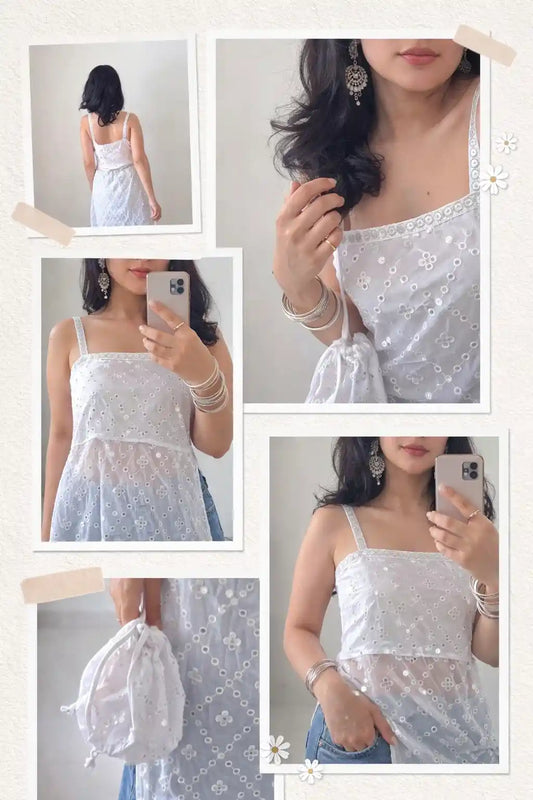 Shefali’s White Mirror Gulnaz Kurta