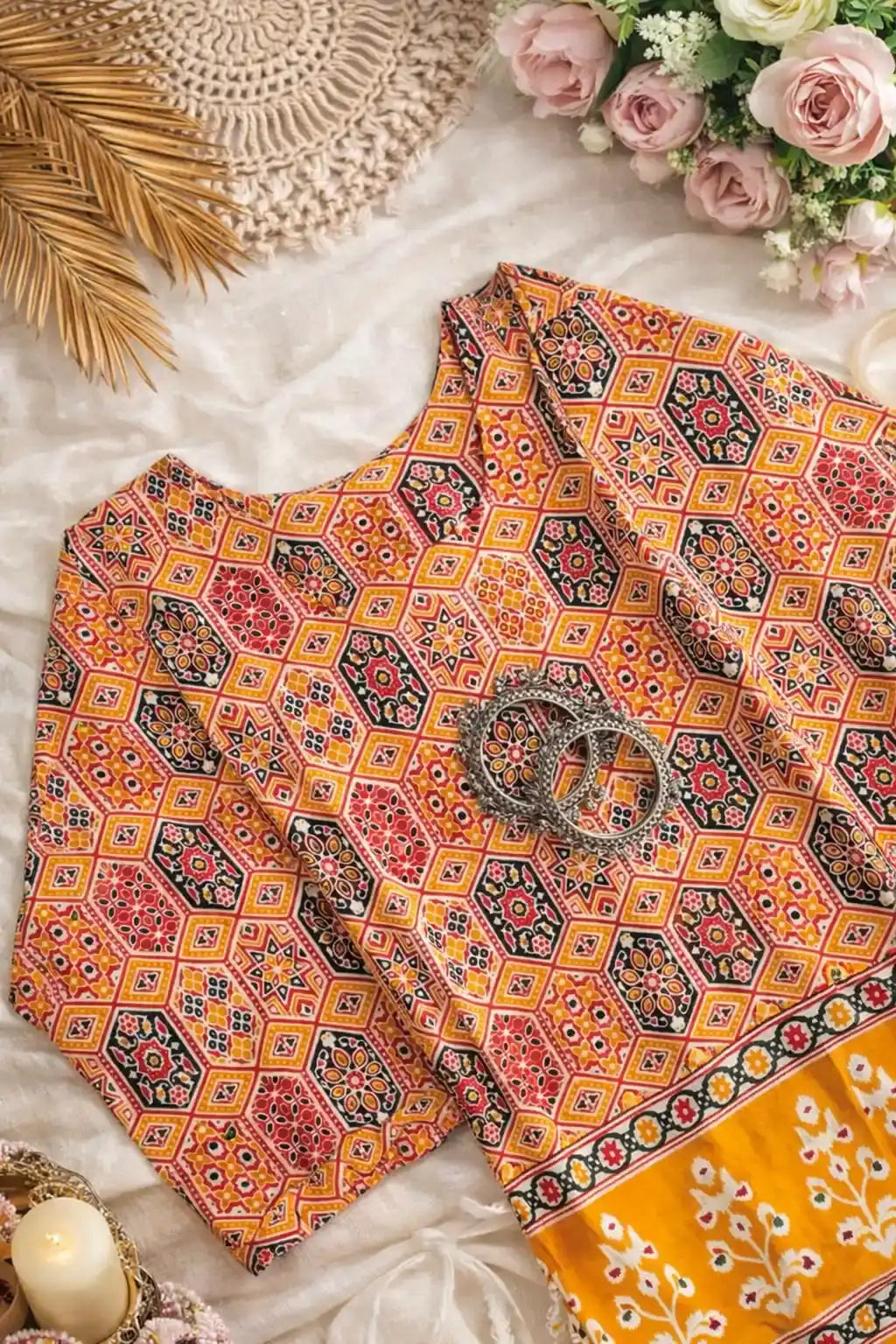 Mustard Block Short Kurta