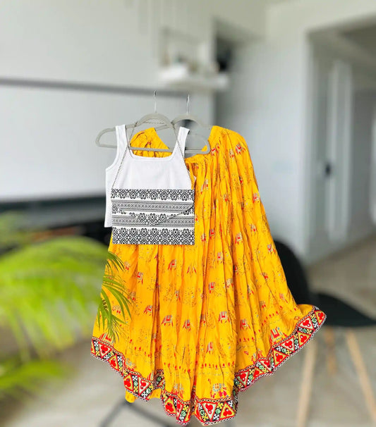 Yellow Elephant Jaipuri Twirl Skirt