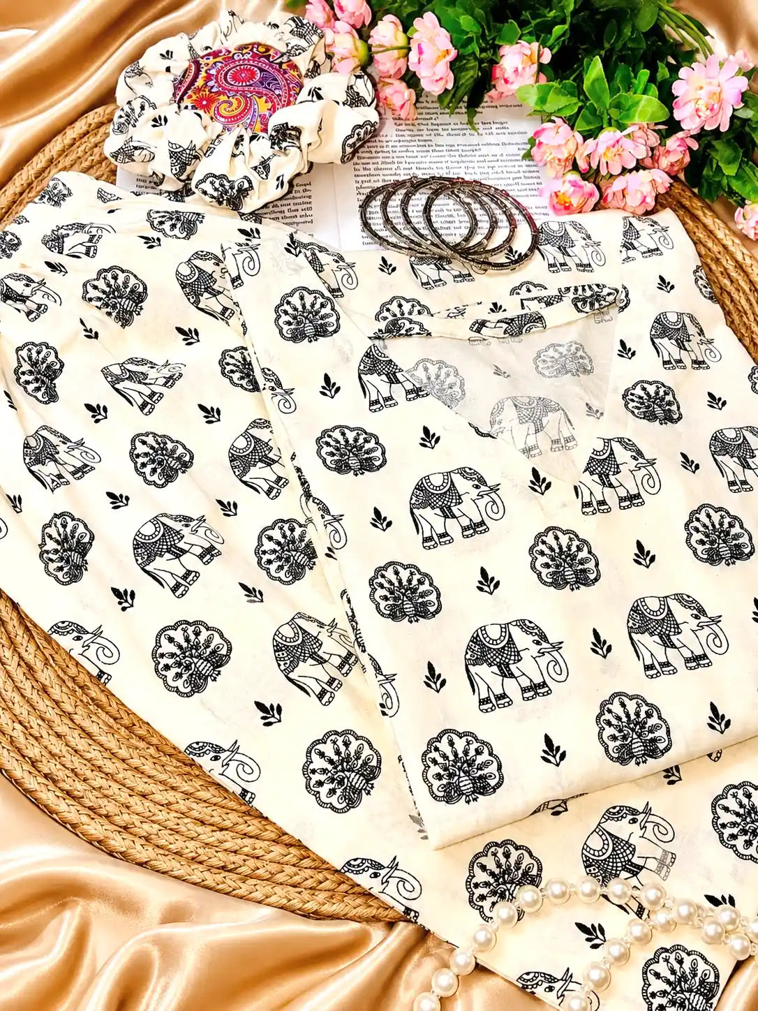 Meher Boho Elephant Print Ethnic Set
