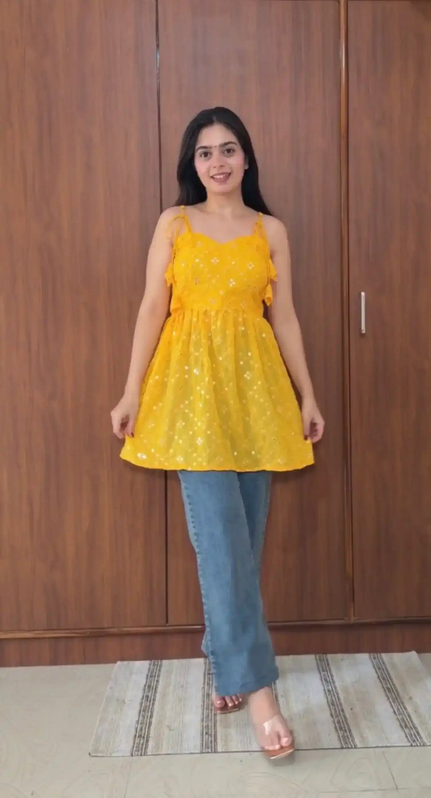 Yellow Tie Gulnaz Peplum Top
