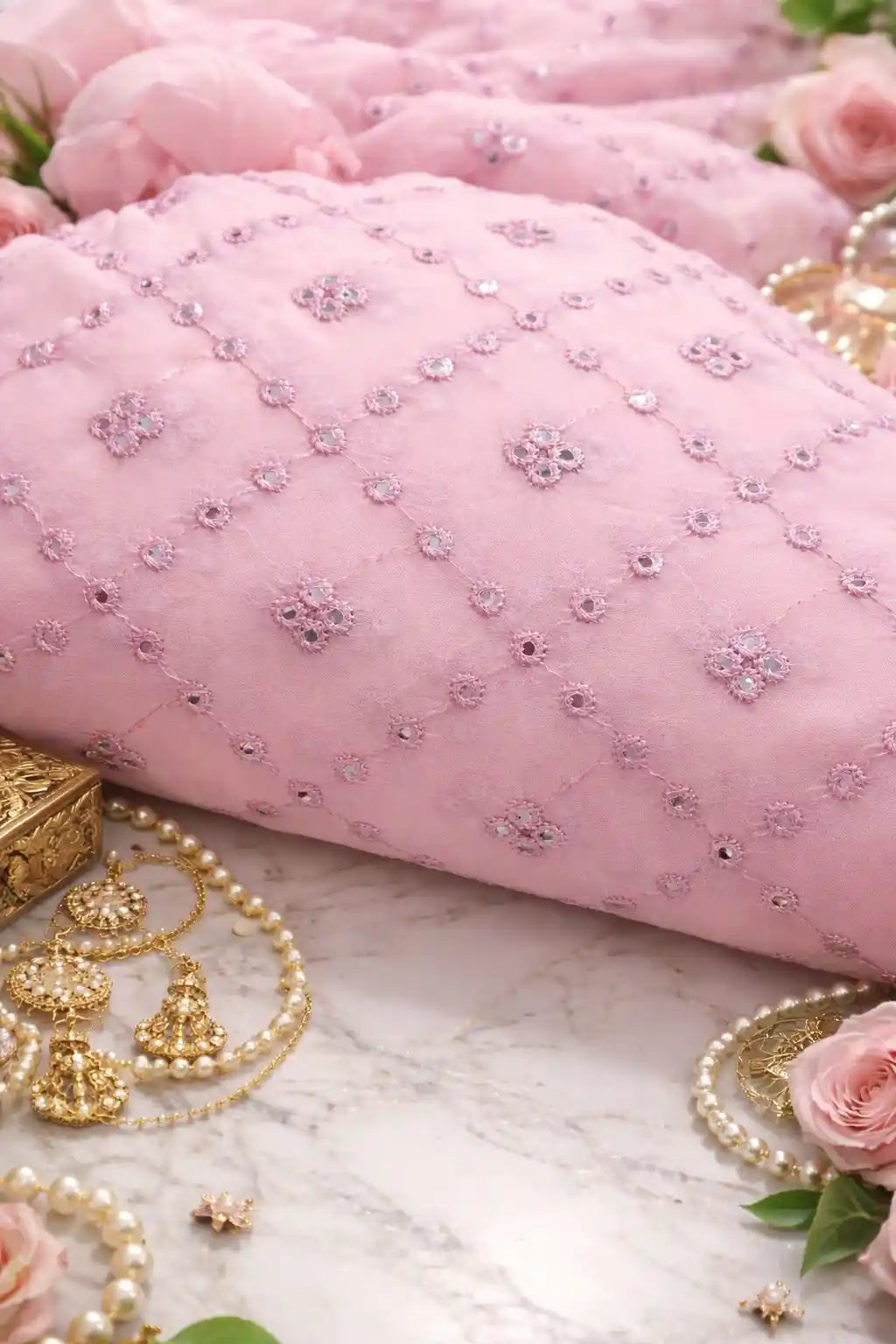 Blush Pink Embellished Mirror Kurta