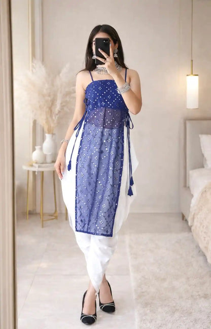 Rosebloom Blue Dori Gulnaz Kurta