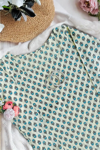 Blue Block Hand Printed Kurta