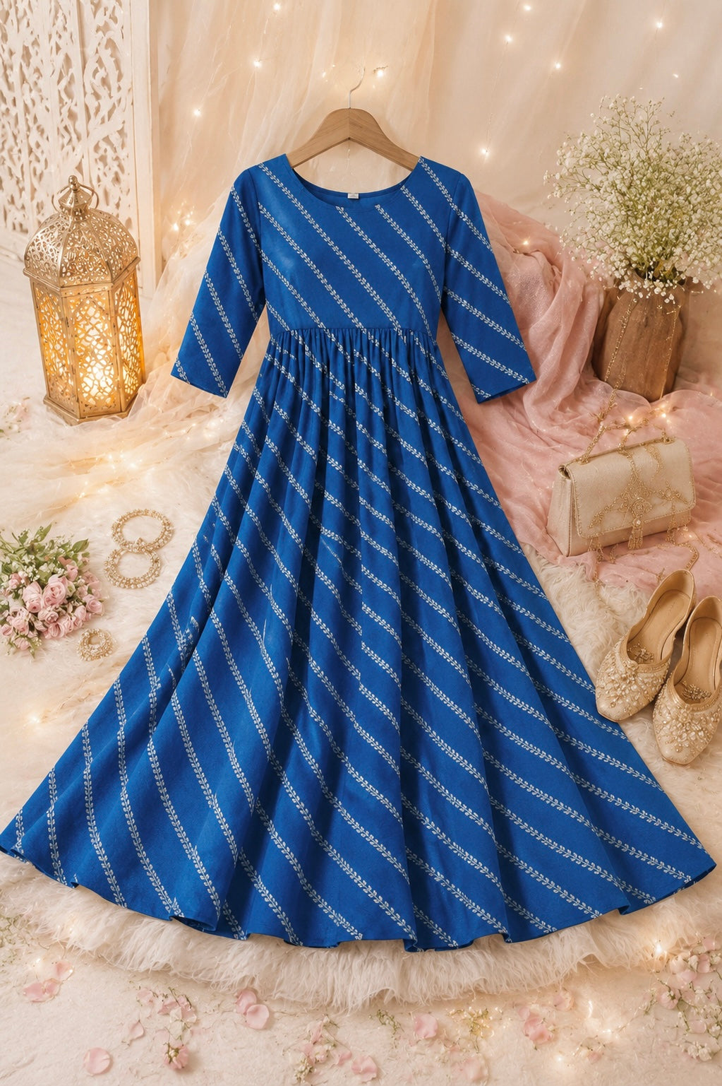 Zoya Blue Lehriya Maxi Gown