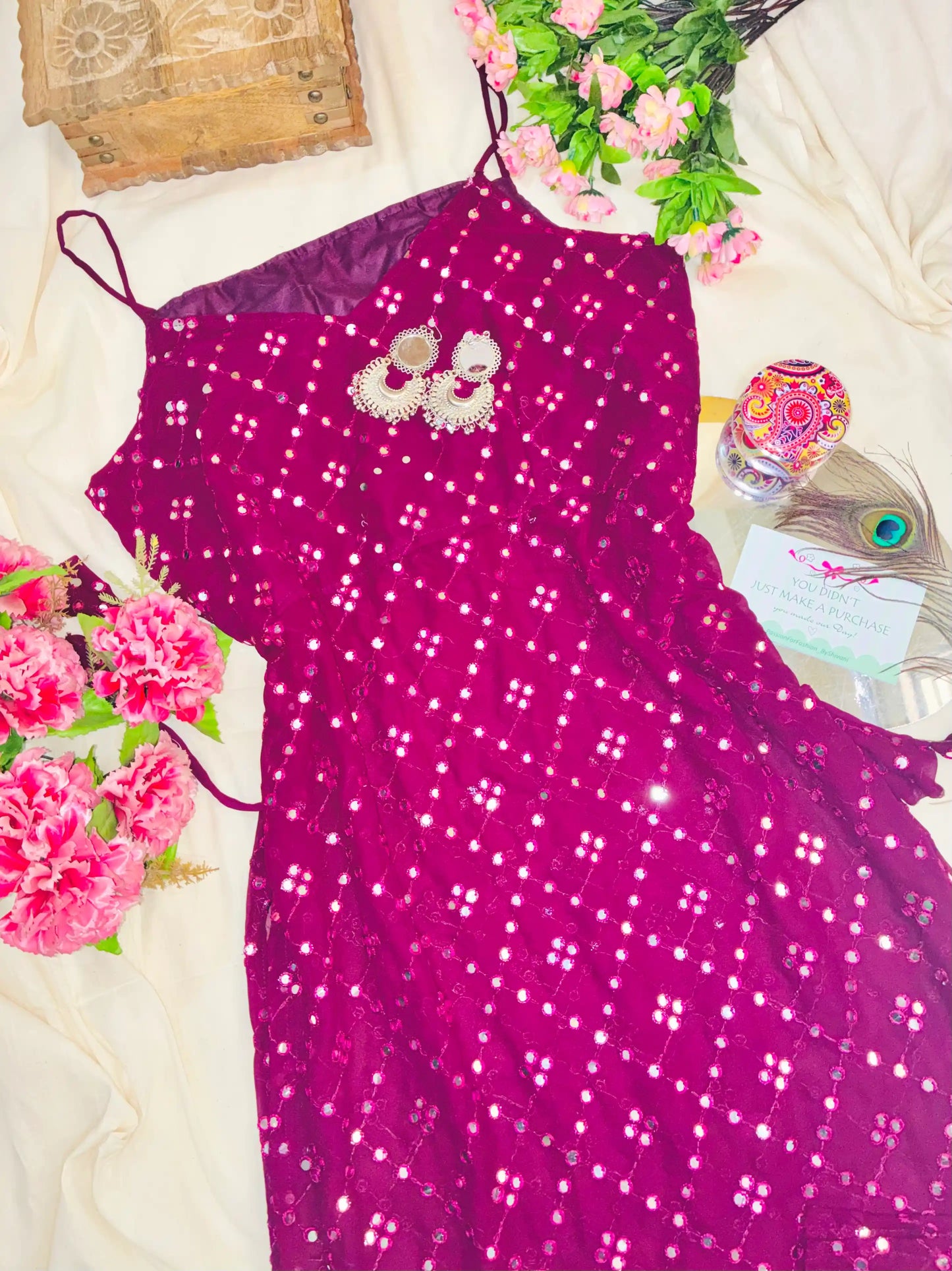 Gulnaz Wine Hand Embellished Kurta