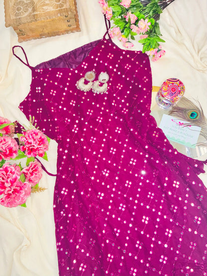 Gulnaz Wine Hand Embellished Kurta