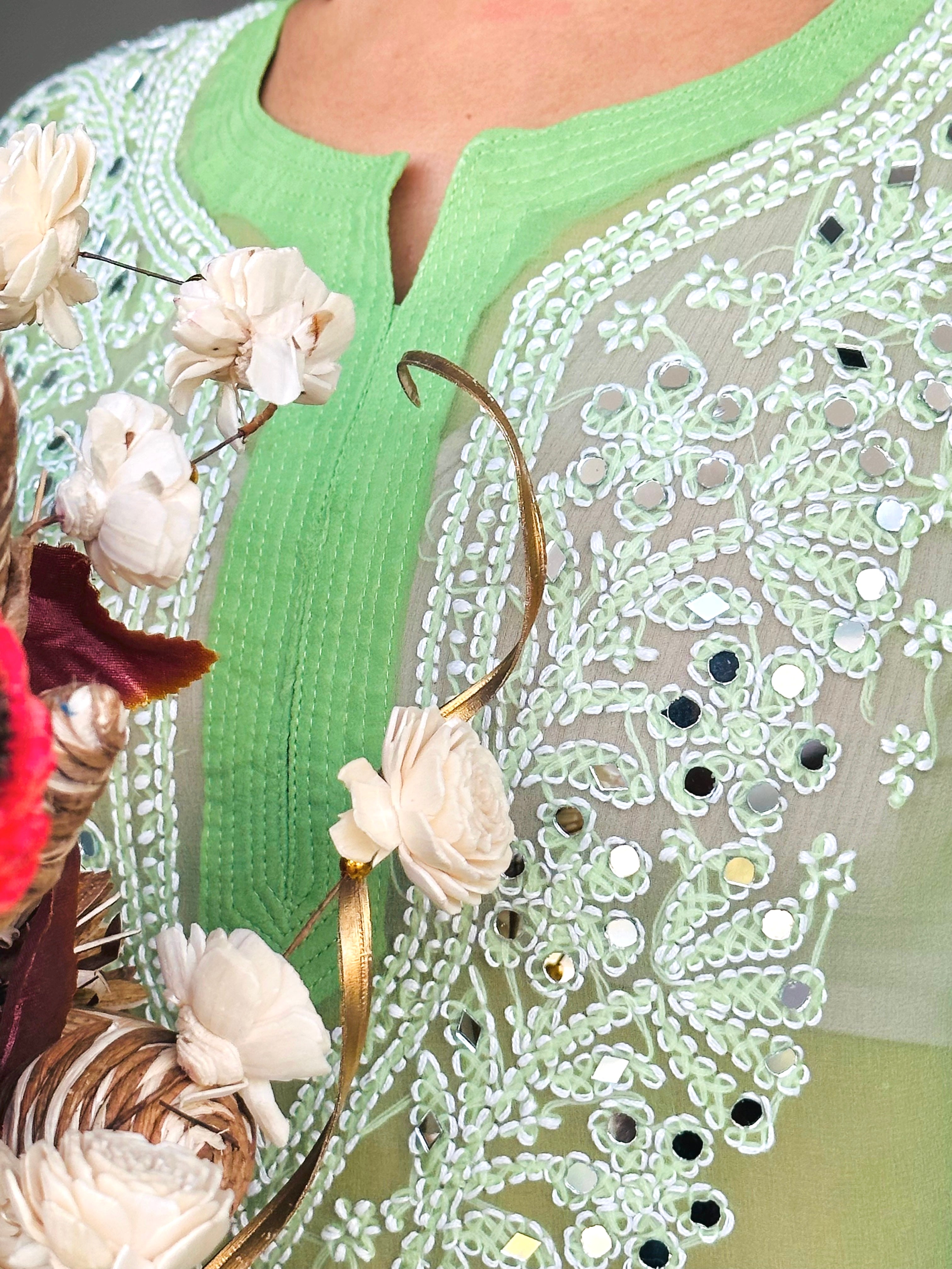 Blush Green Rooh Chikan Kurta