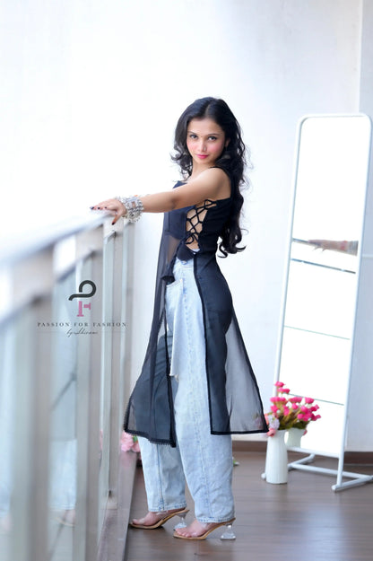 Abony Black Dori Gulnaz Kurta