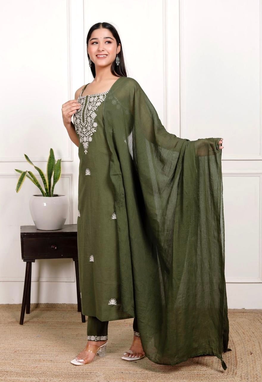Emerald Bliss Embroidered Meher Suit