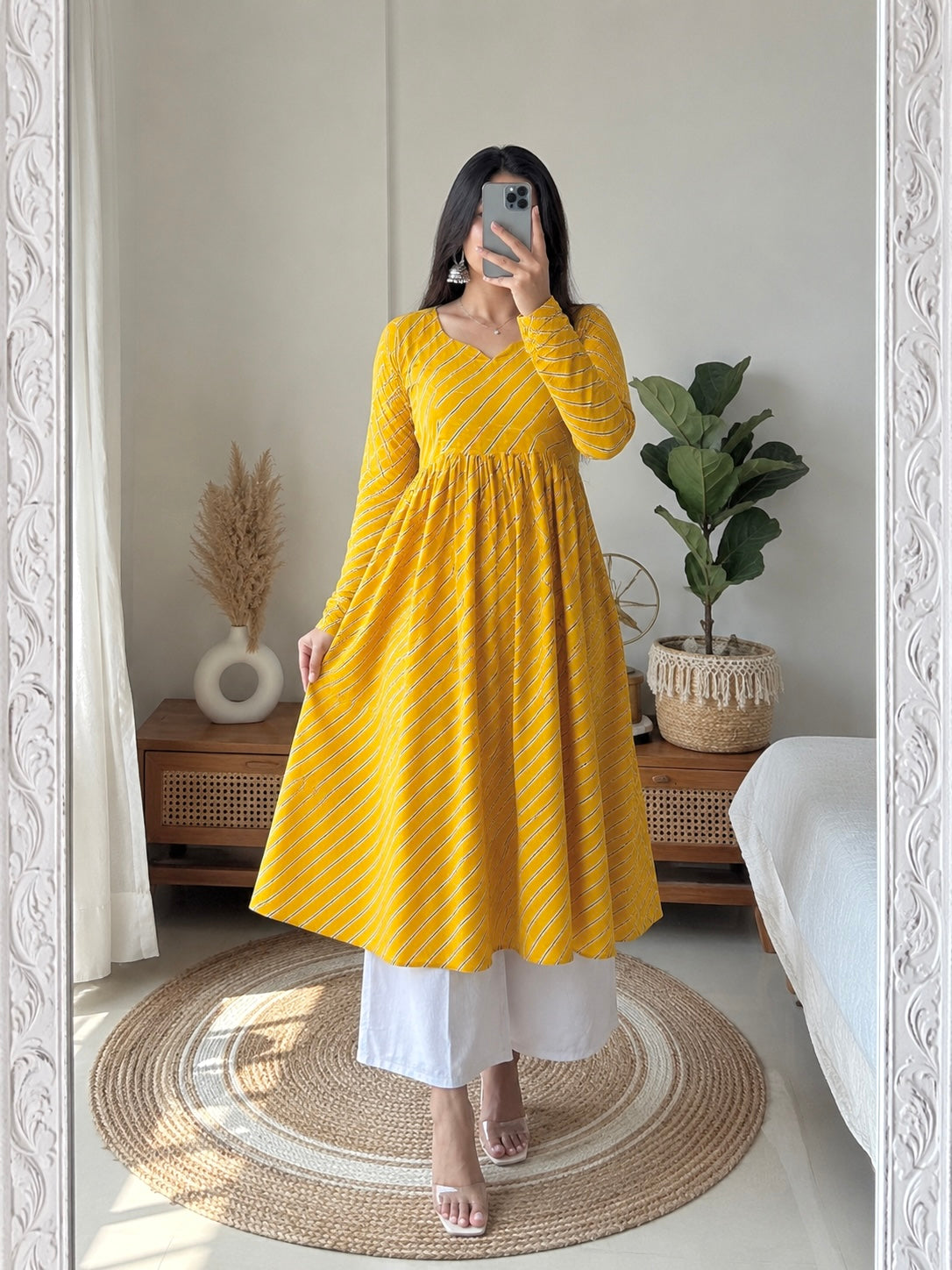 Mulmul Lehriya Jaipuri Twirl Kurta
