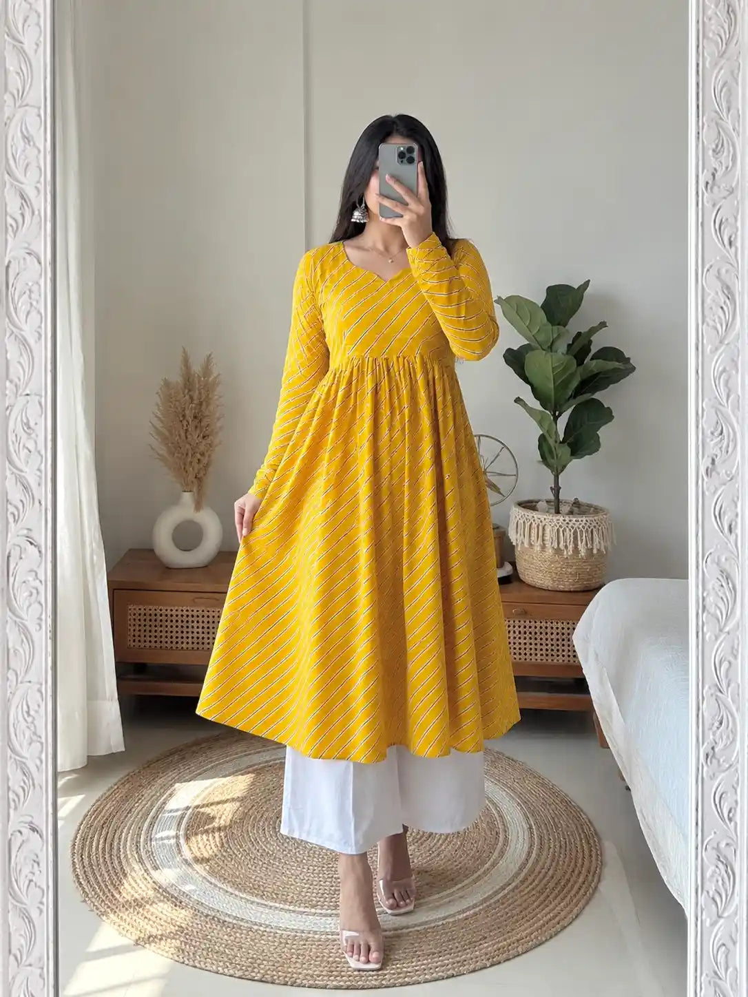 Mulmul Lehriya Jaipuri Twirl Kurta