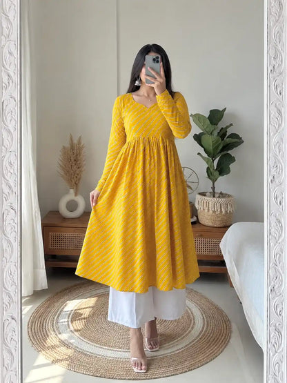 Mulmul Lehriya Jaipuri Twirl Kurta