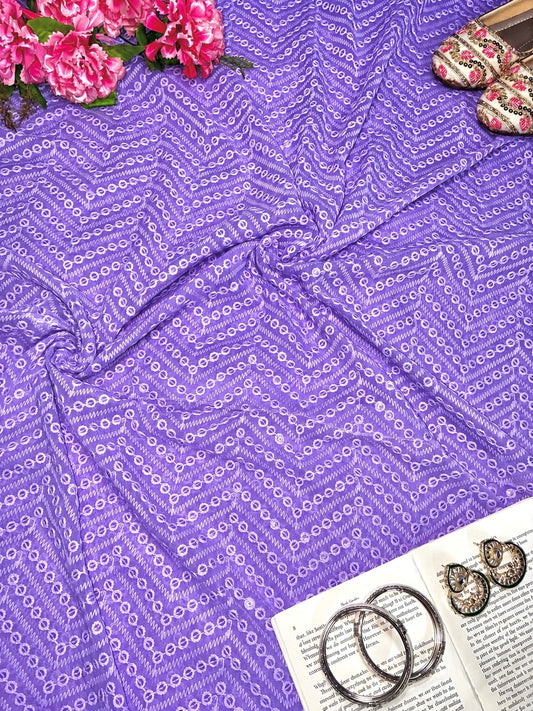 Luxury Lavender Embroidered Fabric Cut