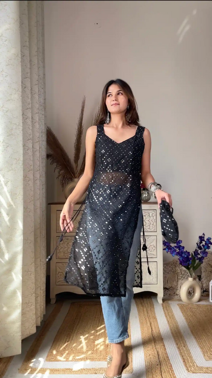 Swati's Twilight Black Gulnaz Kurta
