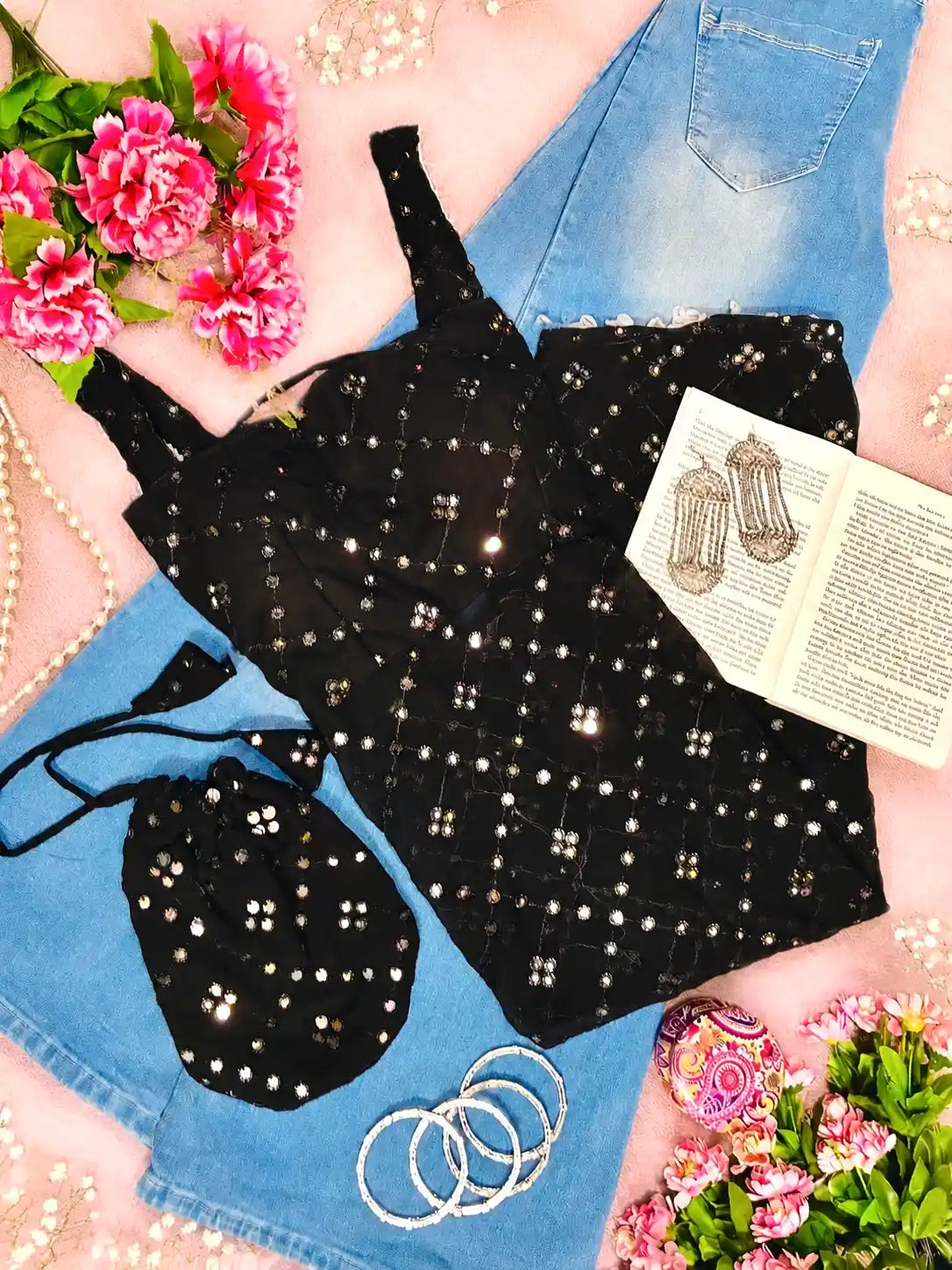 Upasna’s Black Embroidered Gulnaz Kurta