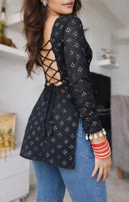 Black Chic Gulnaz Dori Kurta