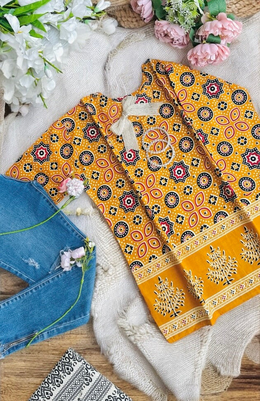 Mustard Jaipuri Short Kurta