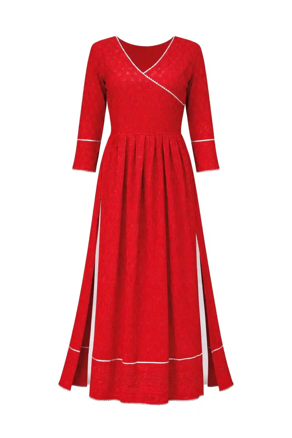 Scarlet Maroon Gulnaz Slit Kurta Featuring "THE SHUKLA SISTERS"