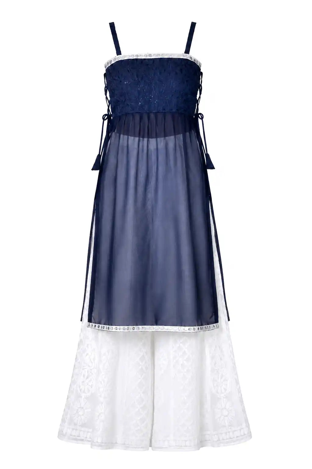 Monochrome Blue Embroidered Gulnaz Kurta