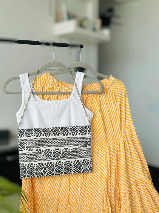Yellow Lehriya Jaipuri Twirl Skirt