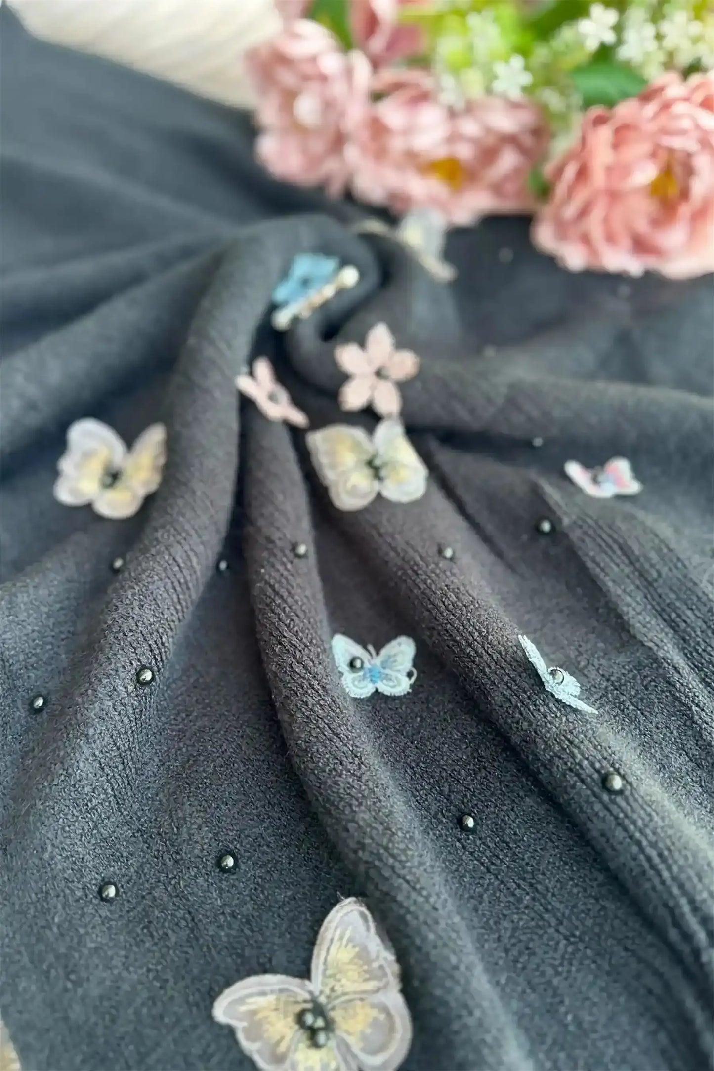 Black Butterfly Wool Winter Stole