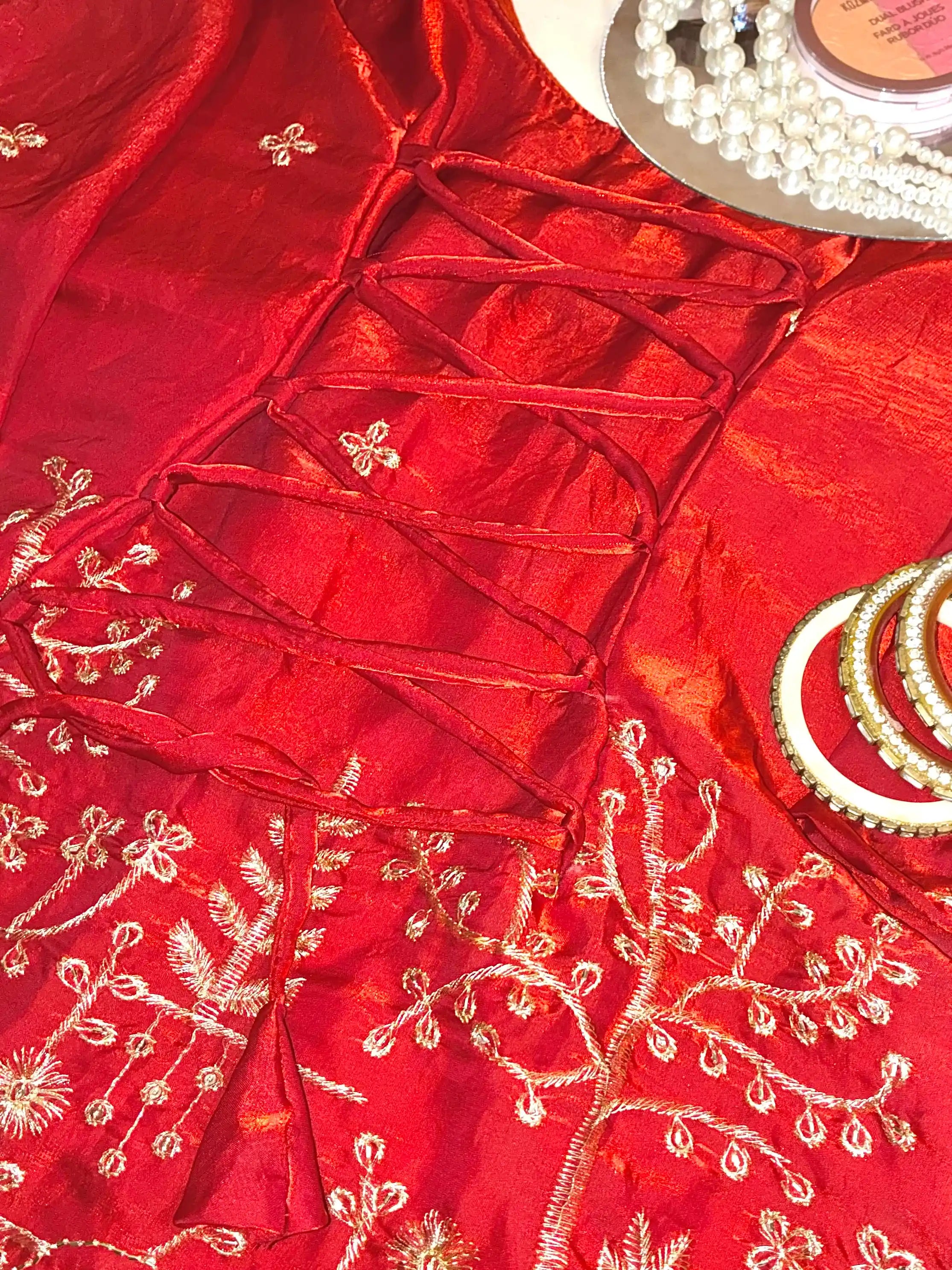 Scarlet Red Hand Embroidered Kurta