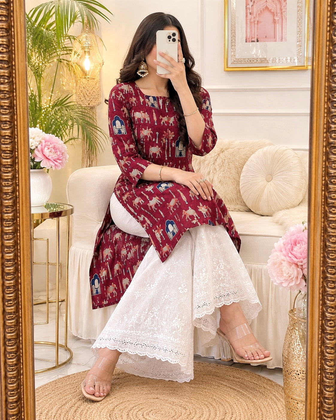 Maroon Worli Rangriti Budget Kurta
