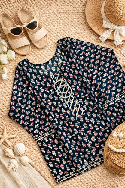 Black Jaipuri Cotton Short Kurta