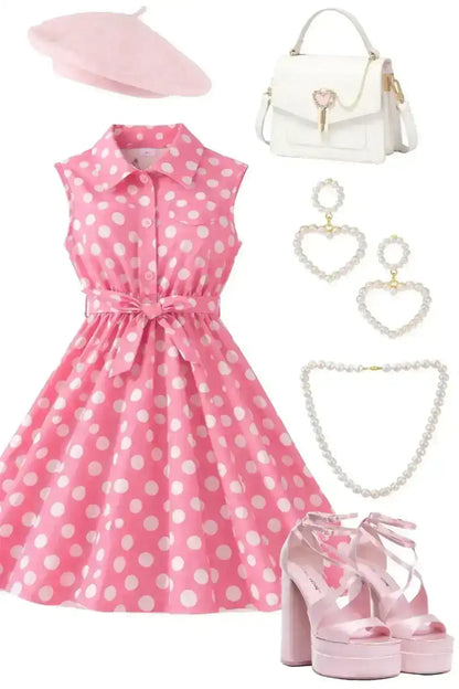 Dreamy Pink Polka Collar Dress