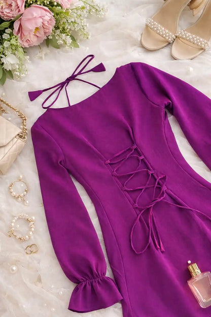 Royal Plum Back Tie Suit Set