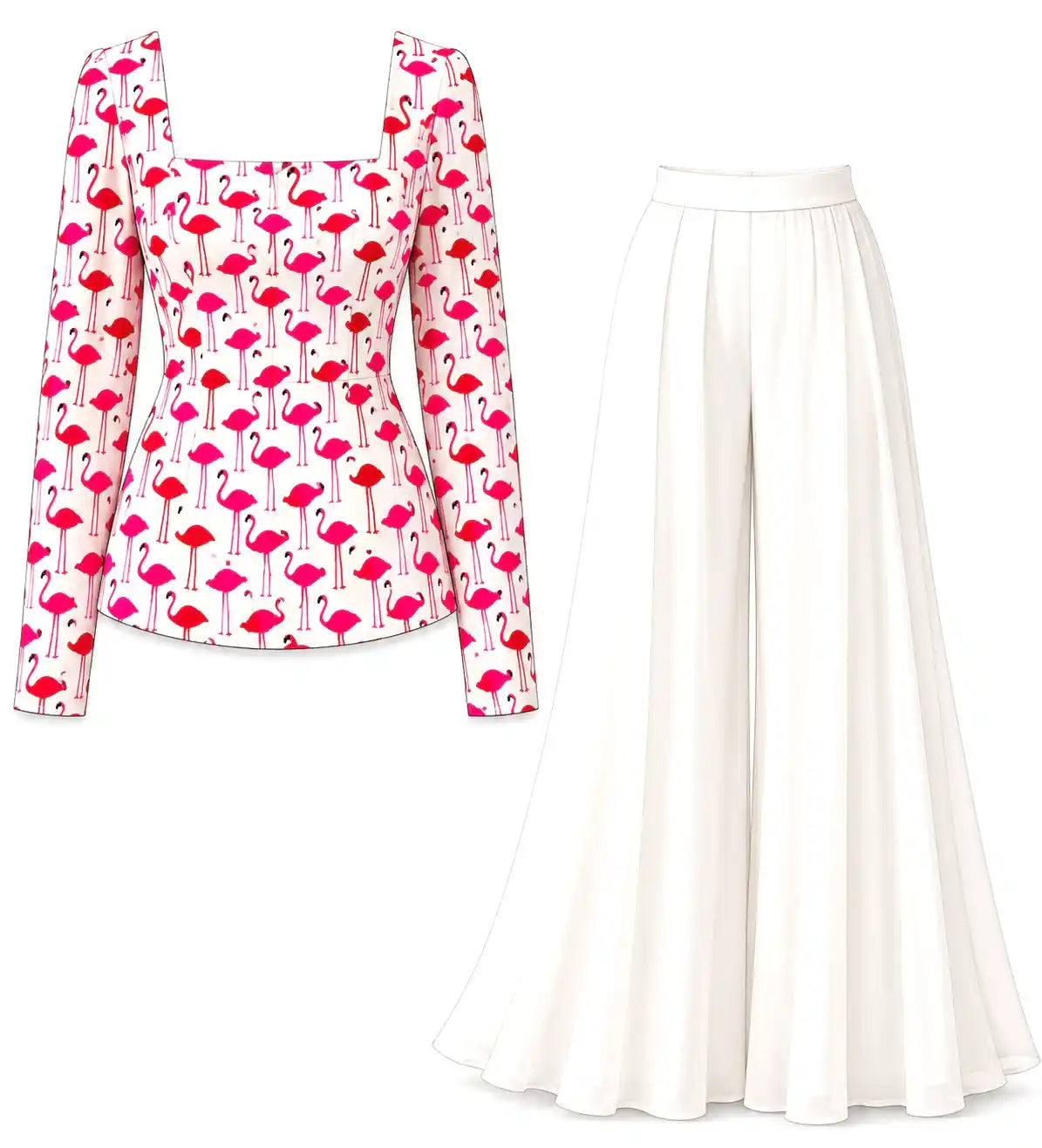 Pinteresty Pink Flamingo Print Peplum Top