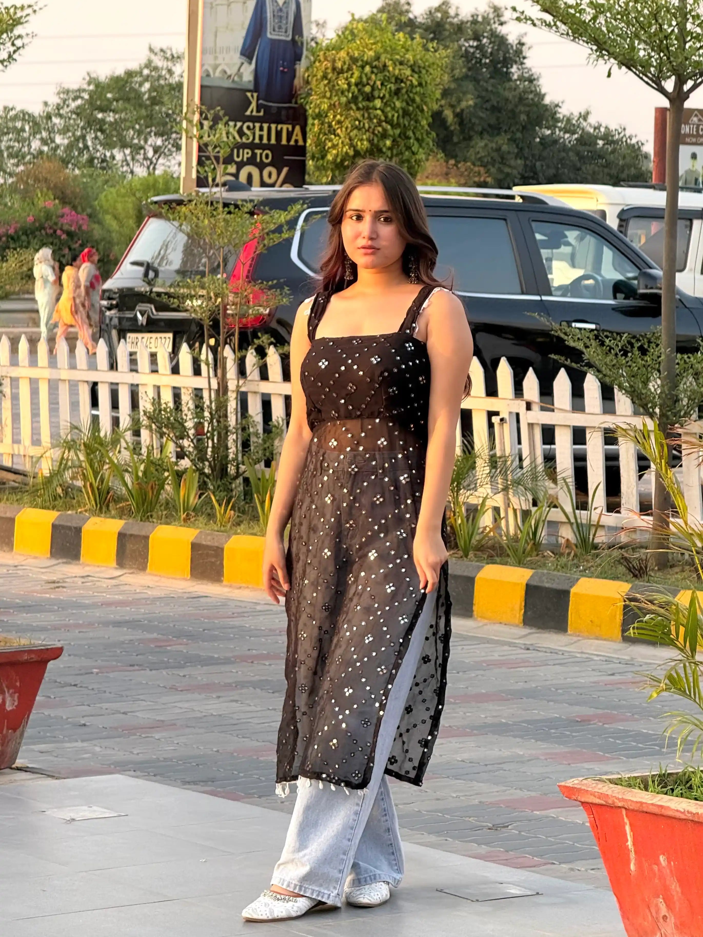Upasna’s Black Embroidered Gulnaz Kurta
