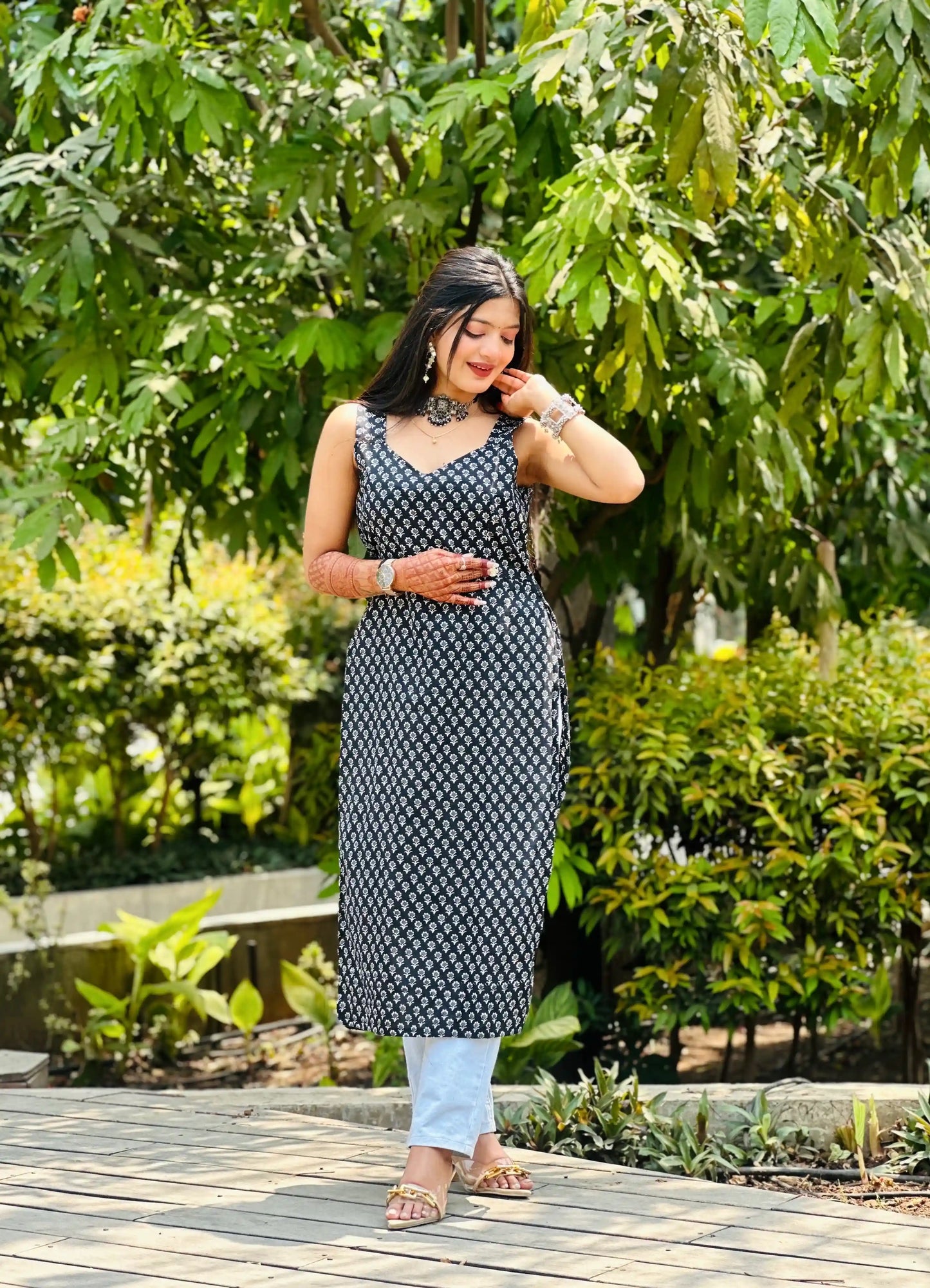 Black Jaipuri Mulmul Kurta