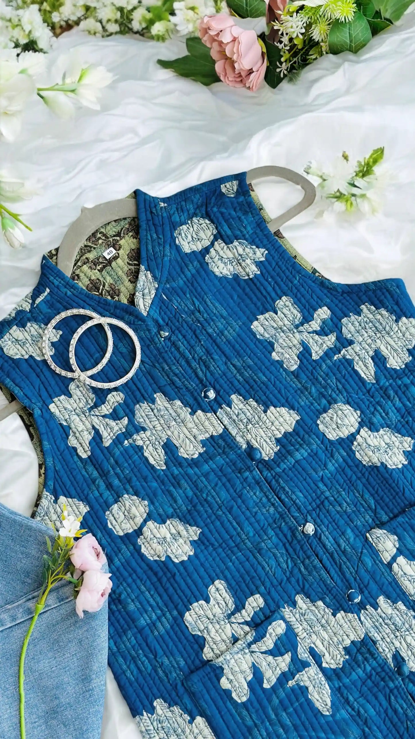 Blue Floral Jaipuri Jacket