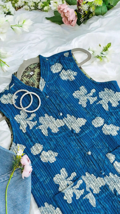 Blue Floral Jaipuri Jacket