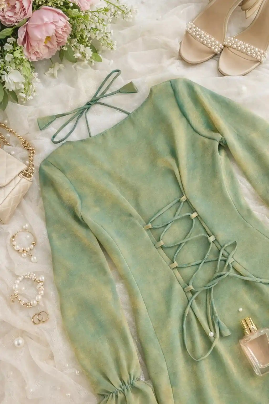 Sage Green Gulnaz Tie Up Gulnaz Set