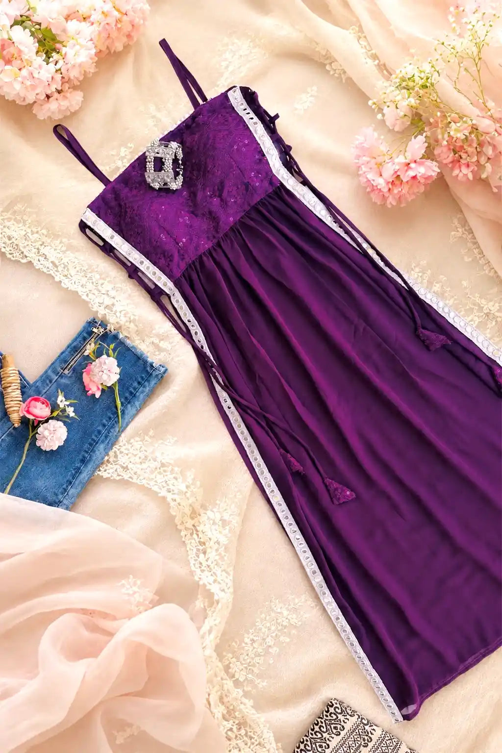 Rosy Wine Gulnaz Embroidered Kurta