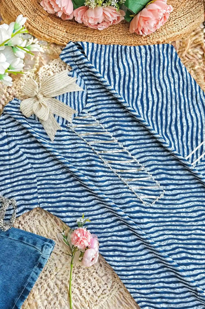 Blue Lehriya Jaipuri Short Kurta