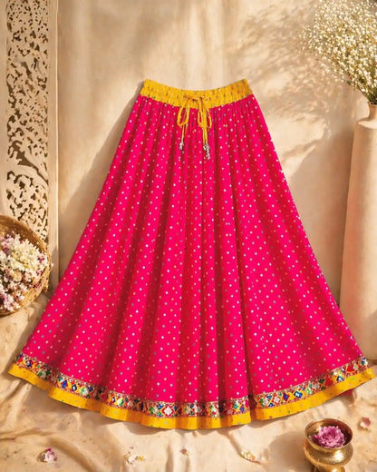 Jaipuri Pink Bandhej Twirl Skirt