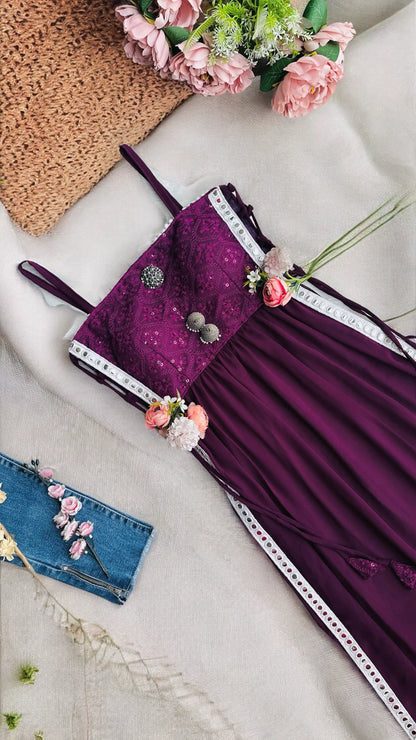 Rosy Wine Gulnaz Embroidered Kurta - Passion for Fashion by Shivani