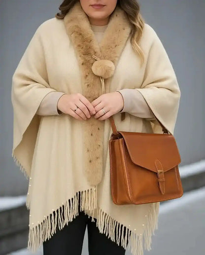 Brown Faux Fur Winter Cape